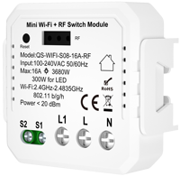 Interrupteur intelligent WiFi Mini Max.16A avec application Smart Life pour l'automatisation de la maison intelligente, 1 gang, commande vocale