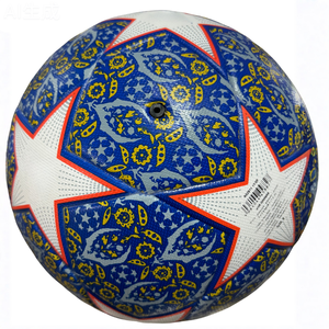 Toprate calidad probada seguridad estándar OEM tamaño 5 balón de fútbol estilo moderno diseño de moda patrón de bloque colorido llama estrella - Product Image 3