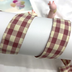 Cinta de tela a cuadros beige de doble cara - Cinta de estilo británico para accesorios textiles y embalaje de regalos - Product Image 1