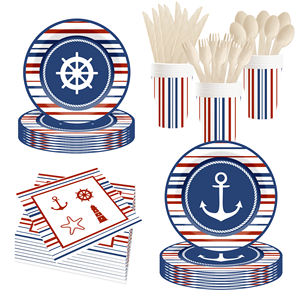 DAMAI <span class=keywords><strong>Pirate</strong></span> fête d'anniversaire fournitures décorations <span class=keywords><strong>Pirate</strong></span> trésor thème assiettes en papier et serviettes ensemble avec tasses pour 8 invités - Product Image 5