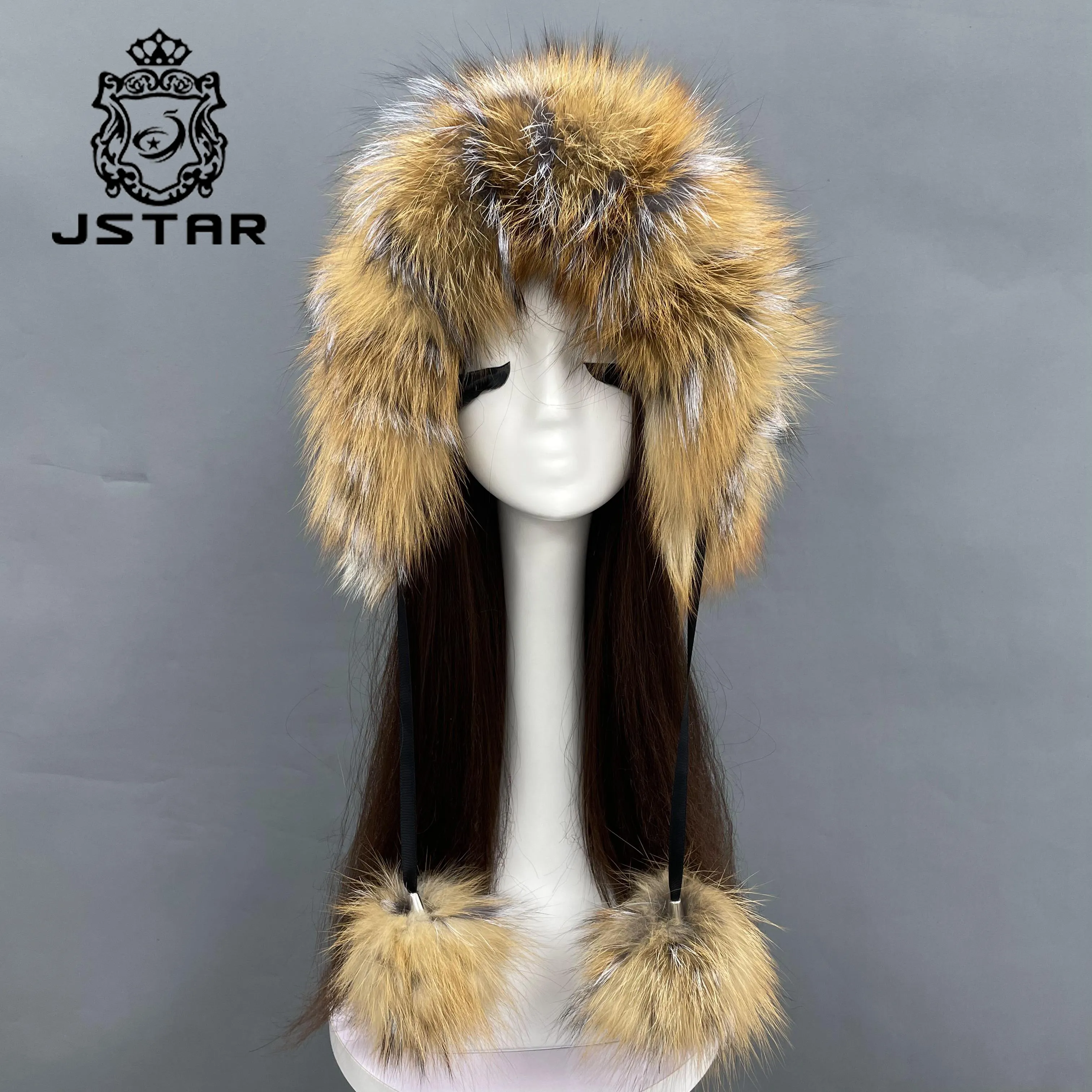 Ushanka หมวกขนสุนัขจิ้งจอกแบบคลาสสิก,หมวกแก๊ปมีปีกที่ปิดหูหมวกขนรัสเซียใส่ได้ทั้งชายและหญิง