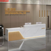 Installation libre de lumière LED Bureau de réception en pierre de marbre Poste d'infirmière hospitalier Comptoir d'information