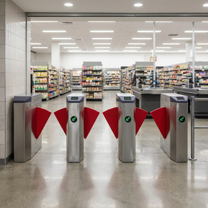 Tourniquet de contrôle d'accès pour supermarché et salle de sport, barrière à ailettes avec lecteur de code QR pour portail d'entrée de <span class=keywords><strong>parc</strong></span> d'attractions - Product Image 6