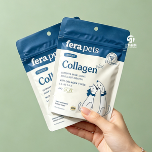 Sachets d'emballage personnalisés pour friandises pour chiens, qualité alimentaire, avec fermeture éclair, pochettes verticales avec trou de suspension, options de couleur et de taille personnalisées - Product Image 3