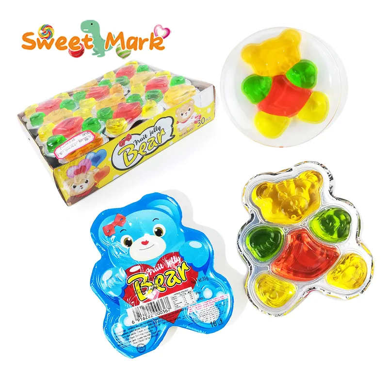 Wholesale bear shape halal mixed fruit flavor jelly pudding kid candy