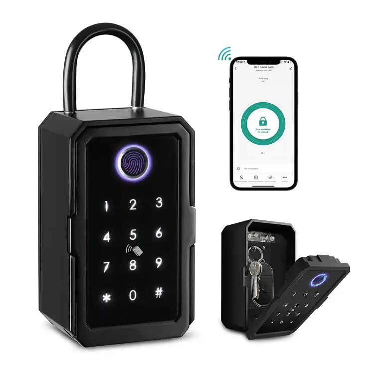Lermom 벽 마운트 전자 키 상자 홈 야외 방수 Tuya TTlock 지문 RFID 카드 디지털 와이파이 스마트 잠금 키 상자