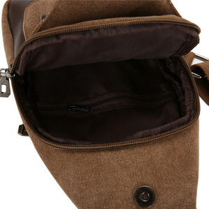 Sac de poitrine en toile pour hommes, sac de <span class=keywords><strong>voyage</strong></span> d'affaires, simple, rétro, résistant à l'usure, grande capacité, bandoulière multi-couches, fermeture éclair décontractée - Product Image 3
