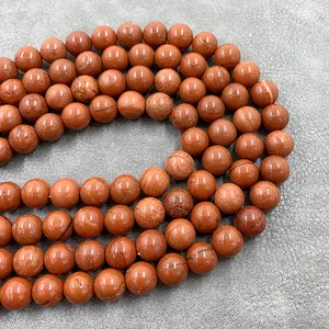Natural Stone Red Jasper Wood Grain Gemstone Suave Rodada Loose Beads Strand Para Bulk Jóias Making DIY Pulseira Acessórios