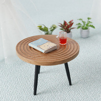 Table ronde miniature, table basse, table en bois de cerisier, mobilier de maison de poupée Ob11 1:12, décoration DIY pour maison de poupée