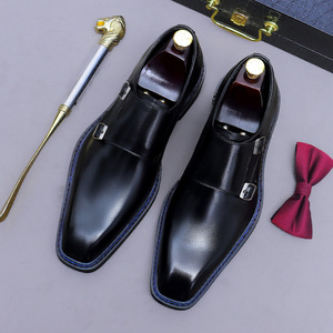 Chaussures en cuir pour homme, style britannique, en daim, à boucle, taille grande, pour un usage formel au bureau, chaussures habillées en cuir pour homme - Product Image 5