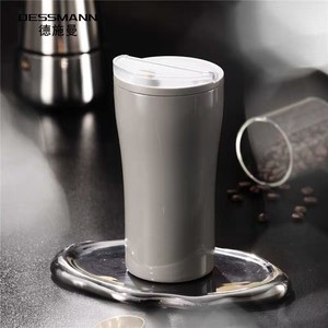 Dessmann Gray Stainless Steel Insulated Coffee Cup with Slide Lid Leak Proof for Car Office - Product Image 1