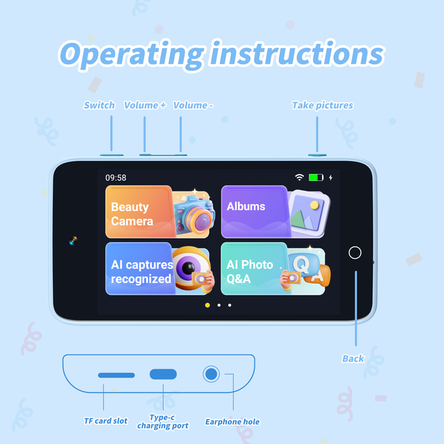 Interactive Creative Drawing Generation Toy Camera with CMOS Sensor and MicroSD Support for Kids Fun Learning Tool