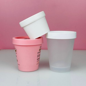 Pot en plastique pour crème cosmétique avec couvercle à vis, idéal pour après-shampoing, crème hydratante, beurre corporel et gommage. - Product Image 1