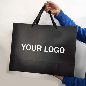 Sacs cadeaux en papier personnalisés KM Custom Cloth, noir, pour les petites entreprises, impression de votre propre logo, sacs de luxe de marque avec logos - Product Image 1