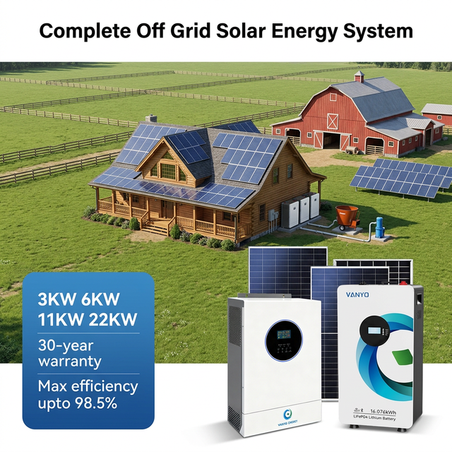 6kw 11kw 22kw Complete Home Solar System Kit Hybrid Solar Battery Energy System 16kwh Lithium Batteries