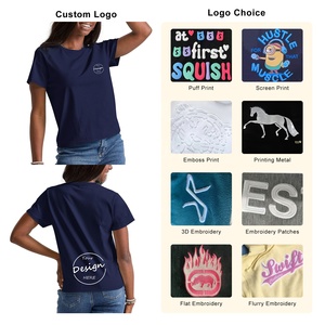 Camisetas cortas transpirables ecológicas de algodón 100% de alta calidad informales holgadas para mujer, Color sólido básico suave para la piel - Product Image 3