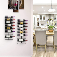 Étagère murale pour le vin, porte-serviettes, support mural, en métal, pour 9 bouteilles, rangement pour le vin