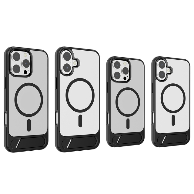 Frosted Matte Strong Magnetic Wireless Charging Aluminum Kickstand Phone case Cover for iphone 17 air Pro Max 15 14 13 16  Plus