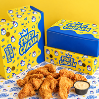 Boîte en carton personnalisée pour la restauration rapide, pliable, pour frites, ailes de poulet, hamburgers, à emporter, avec logo imprimé