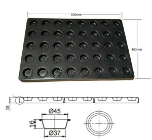Molde para Mini Cupcakes de Acero Aluminizado, Tamaño de Bandeja 600*400mm, 40 Cavidades, Molde Redondo para Mini Muffins de Grado Alimenticio para Producción de Pasteles - Product Image 2