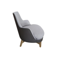 Fauteuil d'appoint confortable et moderne en tissu PU rembourré avec pieds en bois pour hôtel, bureau, salle d'attente, salle à manger et salon