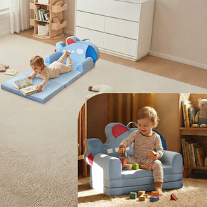 Sillón Infantil <span class=keywords><strong>Plegable</strong></span> Portátil, Cama de Esponja de Alta Densidad con Diseño de Avión de Dibujos Animados para el Descanso del Bebé - Product Image 5