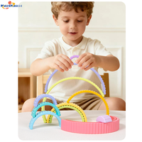 Ensemble de blocs d'empilage en bois arc-en-ciel pour l'éducation précoce, arches, puzzle d'empilage Montessori, jouets éducatifs pour bébés, tours pour enfants, tout-petits