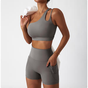 Taille haute personnalisé sans couture femmes solide beurre doux confort Gym Fitness Yoga Biker Shorts avec poches - Product Image 3