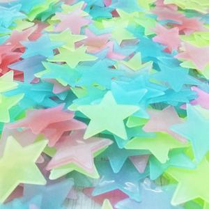 3d Diy Night Giant Dot Fluorescent 100 pc/bag Décoration de chambre d'enfant Lune lumineuse lumineuse Sticker mural Glow in Dark Star - Product Image 2
