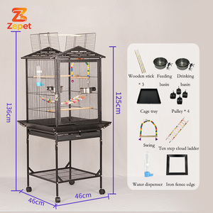 Kit de Cría de Loros, Jaula Grande de Lujo para Pájaros de 5 Piezas con Juguete, Cuerda de Prueba de Vuelo para Pájaros, Tenedor de Frutas de Acero Inoxidable, Juego de Anillos para Pájaros - Product Image 5