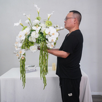 Arrangement floral de mariage DKB, fleurs artificielles, calla, phalaenopsis, rose blanche, rose verte, hortensia, boule de fleurs artificielles de 50 cm, centre de table