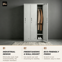 Meuble de Rangement Moderne en Acier à 3 Portes, Verrouillable, Autoportant, Durable et Anti-humidité pour Chambre et Salon – Offre Spéciale
