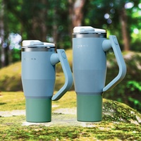 2024 nouveau Design sans plomb inoxydable isolé sous vide 32oz gobelets de voyage tasses tasses à café avec poignée et paille