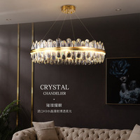 Lustre en cristal de style moderne rectangulaire rond pour salon, éclairage de plafond haut, lustre de luxe, salon moderne
