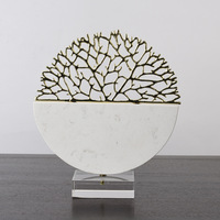 Art moderne décoration de la maison meuble TV lumineux de luxe à la mode marbre artisanat argent arbre ornement pour bureau objets décoratifs
