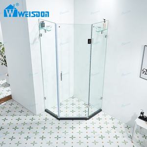 Porte de douche en verre trempé en acier inoxydable à charnière sans cadre pour salle de douche Weisdon Chrome Diamond - Product Image 2