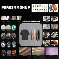Kaos Katun Murni 230GSM Heavyweight, Pewarna Lilin Efek Cuci Terbalik Gradasi Distressed Kerah Bulat Lengan Pendek, Grafis Vintage