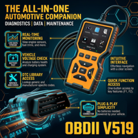 Nuevo Lector de Códigos OBD2 V519 2026, Escáner de Diagnóstico Completo para Automóviles, Herramienta de Escaneo Universal, Diagnóstico Completo de Motor y ABS