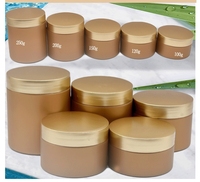Guci plastik emas Matte bahan hewan peliharaan ini dengan bahan PP tutup plastik dalam stok untuk mandi pasta garam