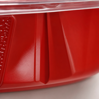 Conteneur alimentaire en plastique rouge écologique, résistant à l'humidité, jetable, rond, pour restaurant