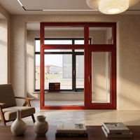 Ventanas Corredizas de Aluminio y Madera Padauk Insonorizadas de Diseño Moderno para Renovación de Apartamentos