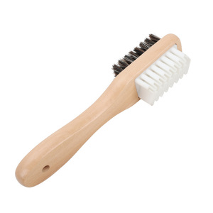 Yinste Double Sided <b>Suede</b> Shoe <b>Brush</b> Solid Wood Horse Hair For Cleaning And Care - Product Image 5