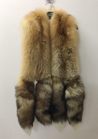 YR852A luxe véritable fourrure de renard roux châle peau entière couleur naturelle Cape d'hiver avec queues