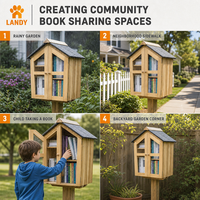 Boîte bibliothèque en bois pour échange de livres en extérieur, rangement raffiné pour livres destiné aux écoles, quartiers et communautés, fabriquée à la main