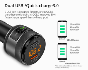 Transmetteur FM Bluetooth 5.0 avec 2 ports USB Adaptateur radio FM Bluetooth 3.0 sans fil Lecteur de musique pour kit voiture - Product Image 2