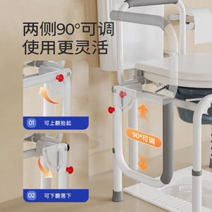 Accessible <b>Toilet</b> <b>Chair</b> For Seniors With Adjustable Height And Anti Fall Handrails Dual Use Portable Commode <b>Chair</b> 150 Kg - Product Image 2
