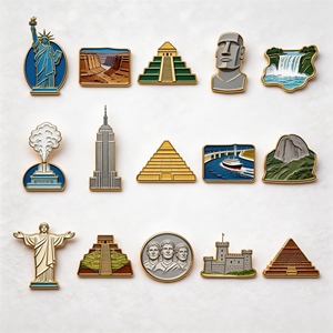 Épingles <span class=keywords><strong>de</strong></span> revers en émail Taj Mahal et Cité Interdite, souvenirs <span class=keywords><strong>de</strong></span> voyage sur sites historiques, badges métalliques personnalisés, broches, emblèmes, artisanat - Product Image 2