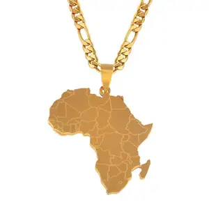 奥利维亚个性化非洲地图，妇女的吊坠项链男士旅行项链国家地图的非洲珠宝礼物