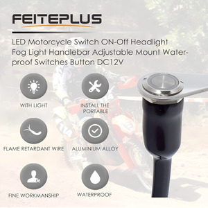 DC12V LED Interruptor de motocicleta Encendido-<span class=keywords><strong>Apagado</strong></span> Faro ajustable y luz antiniebla Interruptores de metal impermeables Botón IP65 Nivel 10A Corriente máxima - Product Image 3