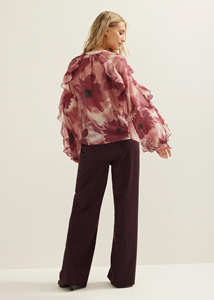 Chemisier à manches longues à volants pour femmes personnalisé <span class=keywords><strong>chemise</strong></span> à boutons avec détails en cascade bureau élégant sur mesure OEM usine de Chine - Product Image 2